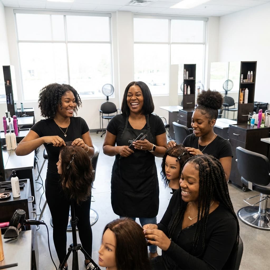 Cosmetology student in a salon